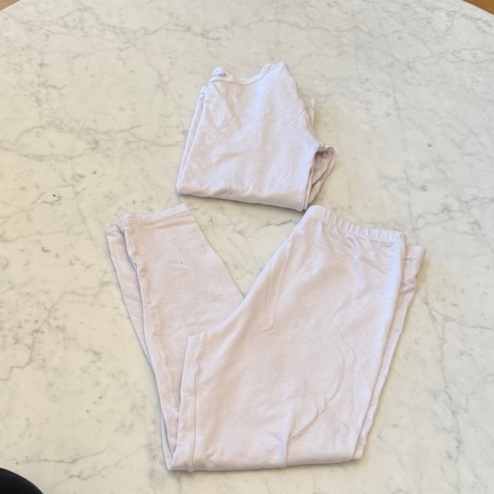 32 Degrees Girls White Matching Top & Leggings Set Size M Soft Lounge Base Layer
